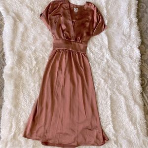 Satin feel pink dress with empire waist size 14